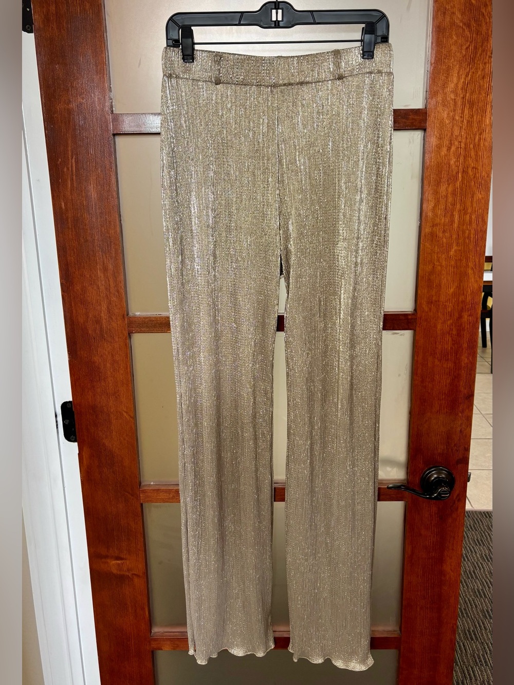 Frank Lyman Design Metallic Gold Wide-Leg Pants